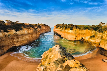 Loch Ard Gorge beach in Twelve Apostles marine park on Shipwreck coast of Victoria, Australia