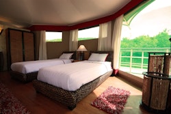 Bedroom Interior at 4 Rivers Floating Lodge, Cambodia