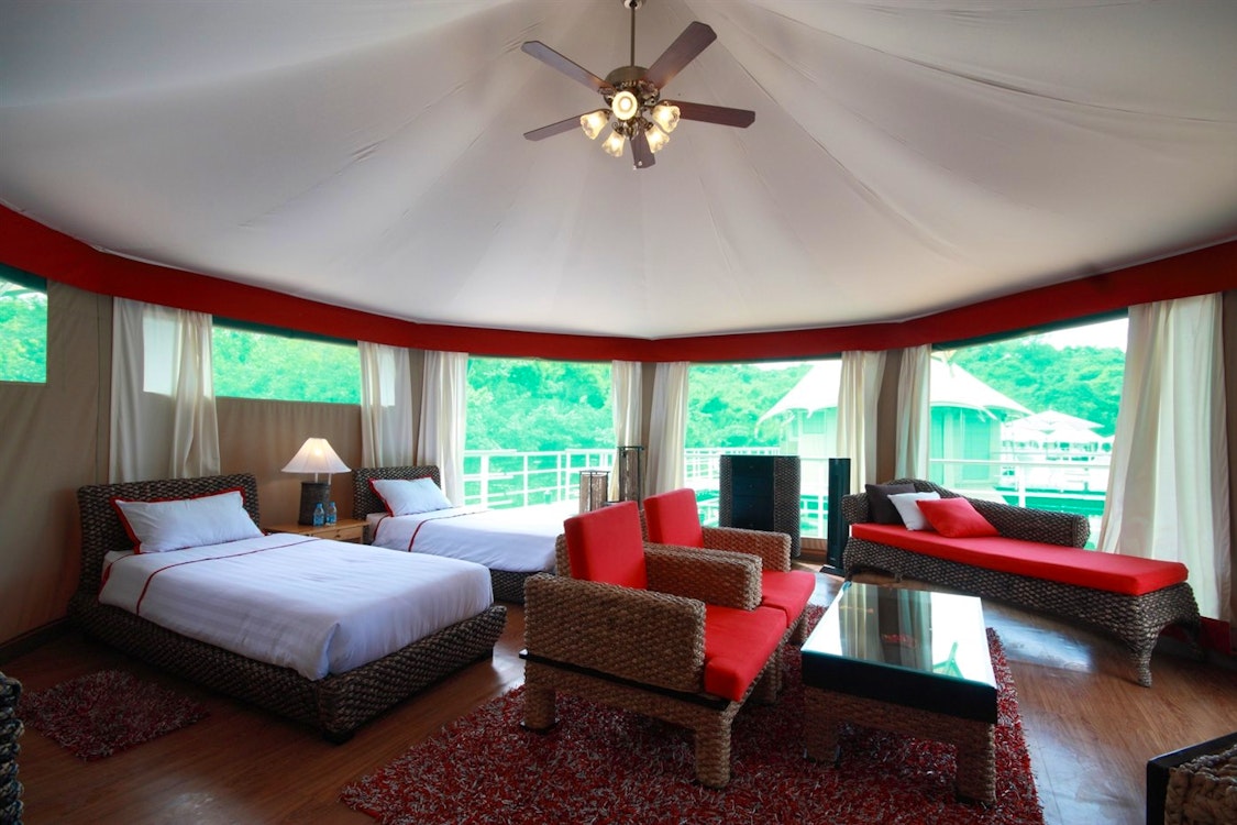 Bedroom Interior at 4 Rivers Floating Lodge, Cambodia