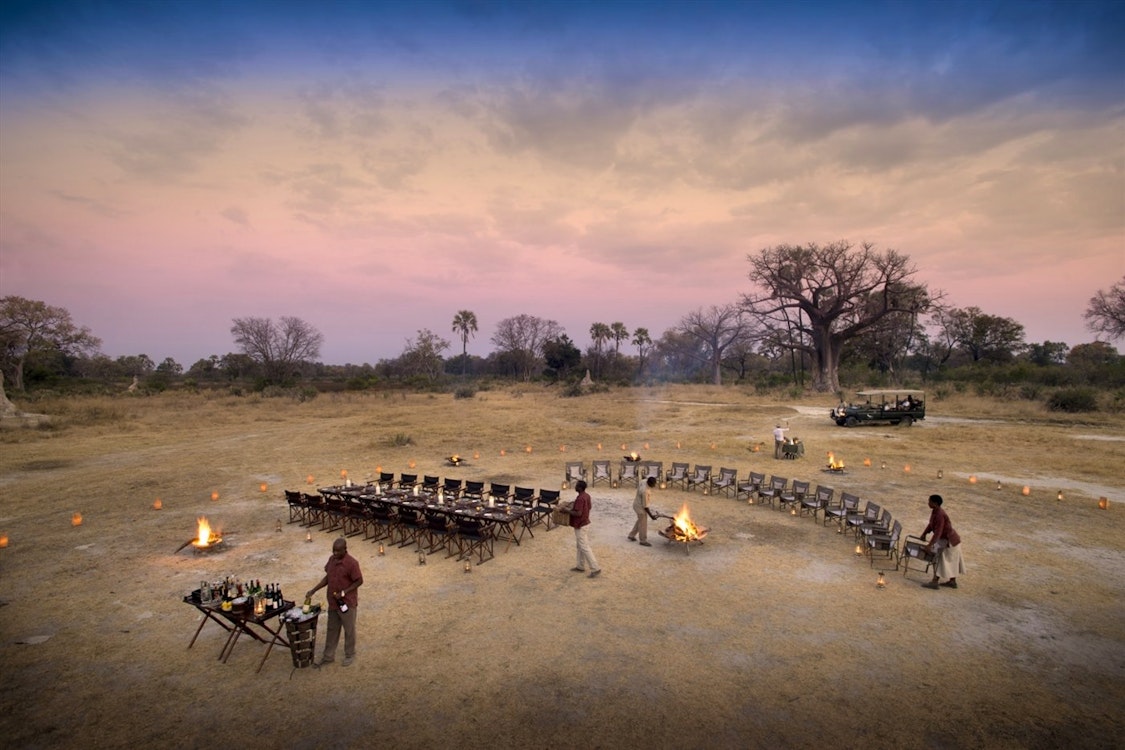 Campfire Dining at &Beyond Sandibe Okavango Safari Lodge