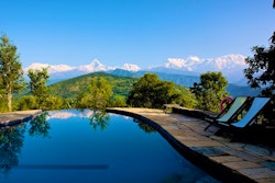 Swimming pool at Tiger Mountain Lodge, Nepal