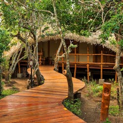 Cabin entrance at Chena Huts, Sri Lanka