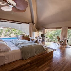 Master bedroom at Chena Huts, Sri Lanka