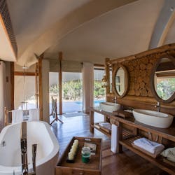 Cabin bathroom at Chena Huts, Sri Lanka