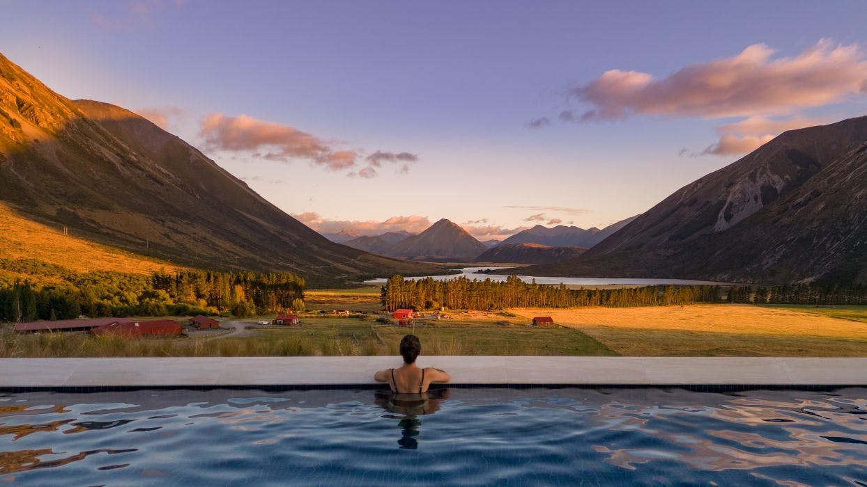 Infinity pool at The Homestead, Flockhill, New Zealand