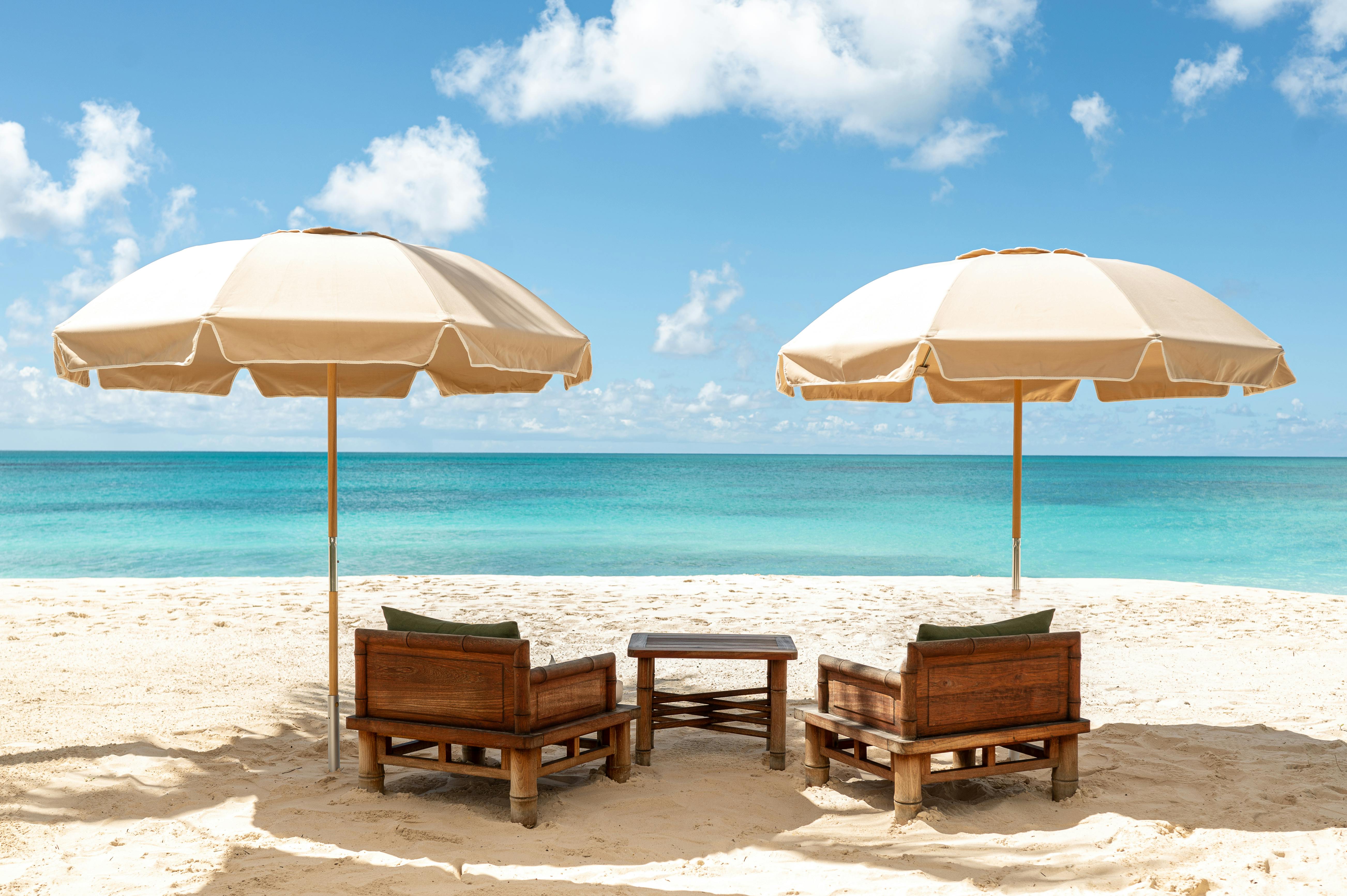Nobu Barbuda beach umbrellas